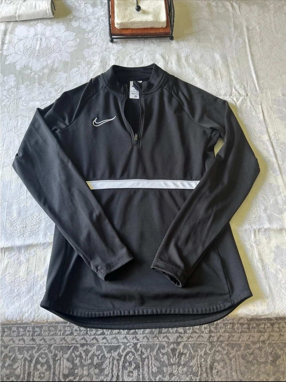 Nike Women’s  Black Half-Zip Pullover with White Stripe size XS